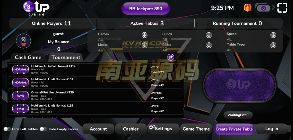 3UP德州扑克源码/海外德州扑克游戏/英文poker游戏源码/扑克游戏平台