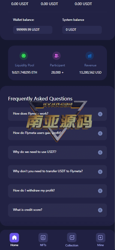 Flymeta NFT数字收藏品源码/dapp流动资金池/盗u源码/秒usdt源码